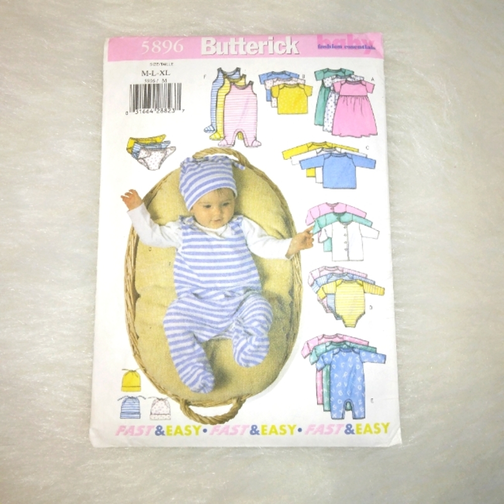 BUTTERICK 5896 Baby fashion essentials, capsule wardrobe for baby, M-L-XL